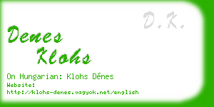 denes klohs business card